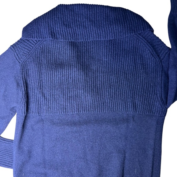 COS 100% Wool Ribbed Sailor Collar Knit Sweater Navy V Neck Women’s XS - Picture 5 of 10
